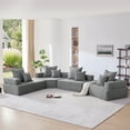 thumbnail image 1 of EUROCO 156" Oversized Modular U Shaped Sectional Sofa Couch, Boucle 4 PC Free Combination Floor Sleeper Couch Set, Spacious Foam-Filled Convertible Sofa Bed for Living Room, Gray, 1 of 9