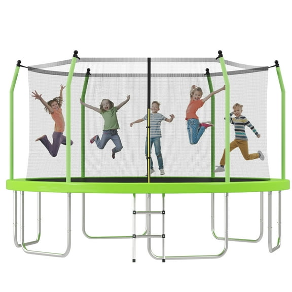 EUROCO 16FT Trampoline for Kids and Adults, Outdoor Large Trampoline with Enclosure Net, 1500LBS Heavy-Duty Round Trampoline