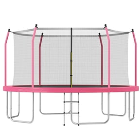 EUROCO 16FT Trampoline with Enclosure Net for Kids and Adults, 1500LBS Backyard Outdoor Large Tranpoline