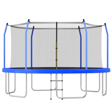 EUROCO 16FT Trampoline with Enclosure Net for Kids and Adults, 1500LBS Backyard Outdoor Large Tranpoline