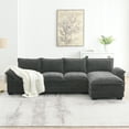 thumbnail image 1 of EUROCO 118" Modern L-shaped Sectional Sofa Cloud Couch, 5 Seat Chenille Modular Sleeper Couch with Double Seat Cushions, Upholstered Indoor Furniture with Chaise Lounge for Living Room, Gray, 1 of 10