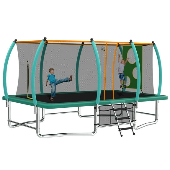 EUROCO 1800LBS Rectangle Trampoline for Kids and Adults, Outdoor Recreational Trampoline with Score Goal, Enclosure Net and Storage Bag