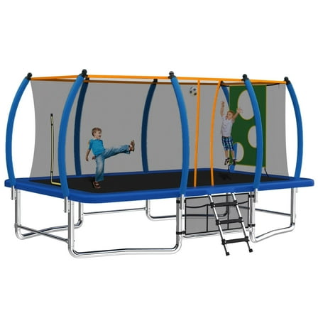 EUROCO 1800LBS Rectangle Trampoline for Kids and Adults, Outdoor Recreational Trampoline with Score Goal, Enclosure Net and Storage Bag