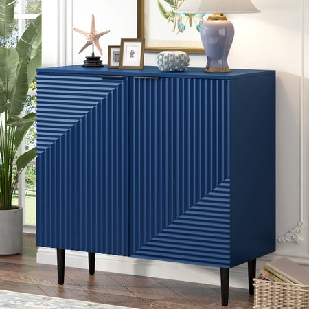 EUROCO 2 Door Sideboard Cabinet,35" Buffet Cabinet with Storage,Sideboard Storage Cabinet with Adjustable Shelf,Accient Cabinet for Living Room,Kitchen,Navy Blue