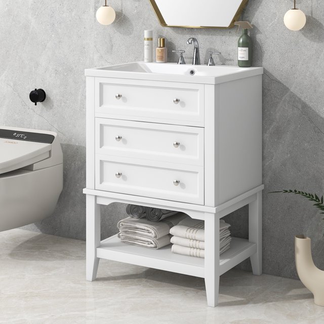 EUROCO 24" Bathroom Vanity with Sink,Modern Bathroom Storage