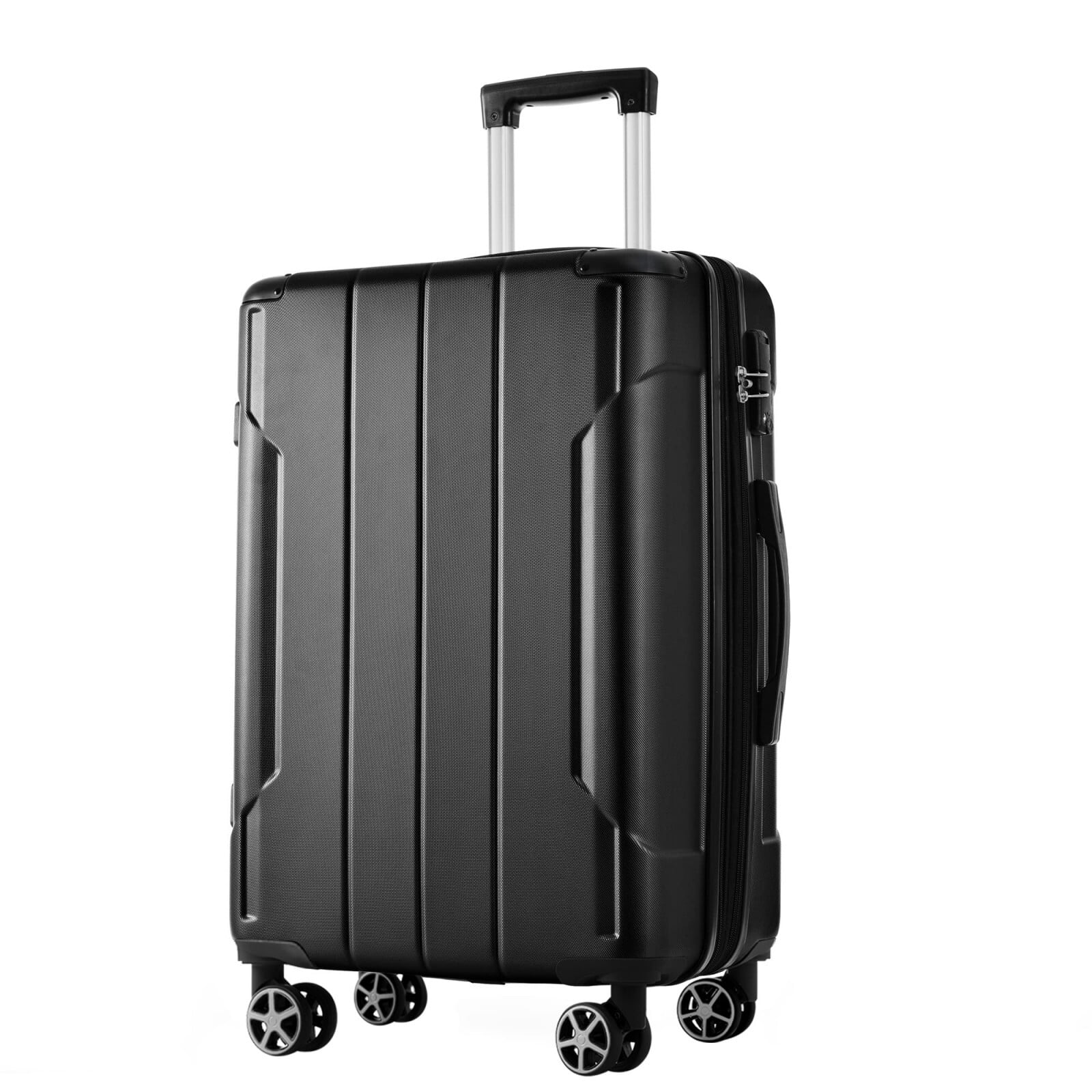 EUROCO 24" Hardshell Checked Luggage, ABS Expandable Suitcase with TSA Lock and Double Spinner Wheels,Lightweight Durable luggage,Black