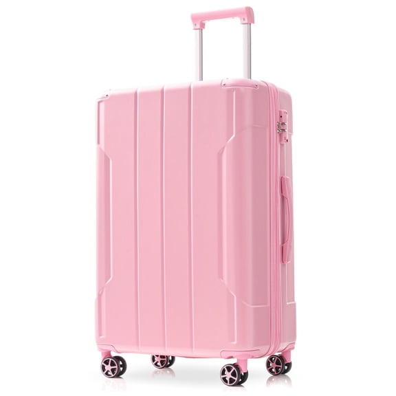 EUROCO 24" Hardshell Checked Luggage, ABS Expandable Suitcase with TSA Lock and Double Spinner Wheels,Lightweight Durable luggage,Pink