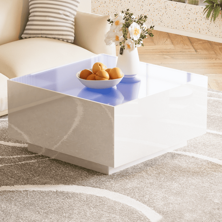 White wood glass top coffee table discount