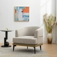 thumbnail image 1 of Euroco Modern Oversized Round Armchair, Linen & PU Leather, Two-tone with Metal Legs, Mustard Green, 1 of 9