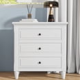 thumbnail image 1 of EUROCO 28’’ Oversized Nightstand, Bedside Dresser End Table with 3 Drawers, Rubber Wood Legs, Ball Slide Bar Drawer Glide and Solid Frame for Living Room Bedroom Entryway, White, 1 of 8