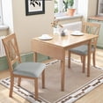 thumbnail image 1 of EUROCO 3-Piece Dining Table Set for 2,Rectangular Solid Wood Dining Table with Drop Leaf,2 Dining Upholstered Chairs and MDF Board,Perfect for Small Space, Easy Assembly,Natural, 1 of 7