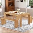 thumbnail image 1 of EUROCO 3-Piece Dining Table Set for 4, 60" Wood Kitchen Room Table Set with 2 Benches,Space-Saving Design for Apartment, Small Space and Breakfast Nook,Natural, 1 of 8