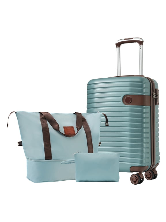 3 Piece Luggage Set, 20" Carry-on Suitcase with TSA Lock and Spinner Wheels, Lightweight Hardshell ABS Suitcase Set for Men Women,Blue