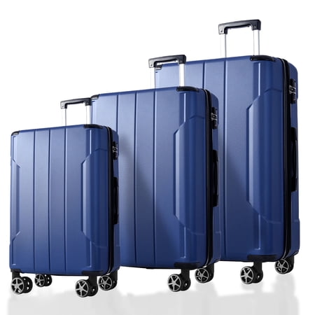 EUROCO 3 Piece Luggage Set, Expandable Hardshell Suitcase with TSA Lock and Double Spinner Wheels,ABS Lightweight Durable Travel luggage Set(20"/24"/28"),Blue