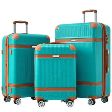 EUROCO 3 Piece Luggage Sets, Expandable ABS Hardside Suitcase with Double Spinner Wheels and TSA Lock,Durable Travel Suitcase Set,Green