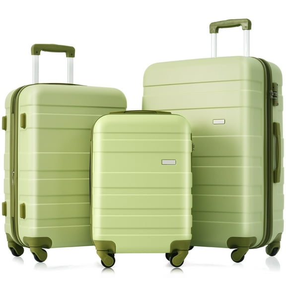 EUROCO 3 Piece Luggage Sets,Expandable ABS Suitcase Sets with TSA Lock and 4 Spinner Wheels,Hardshell Lightweight Luggage Set,Light Green