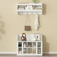 thumbnail image 1 of EUROCO 3-in-1 Adjustable Hall Tree with Storage, Practical Wall Mounted Coat Rack Versatile Hall Tree  with 4 Hooks, Bench,Shoe Storage, Shelves and Entryway Organizer For Hallway, White, 1 of 8