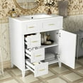 thumbnail image 1 of EUROCO 30" Bathroom Vanity with Ceramic Sink,Solid Wood Bathroom Makeup Cabinet with Soft Close Door,Adjustable Shelf and 3 Drawers,Free Standing Single Basin Vanity Set for Bathroom,White, 1 of 7