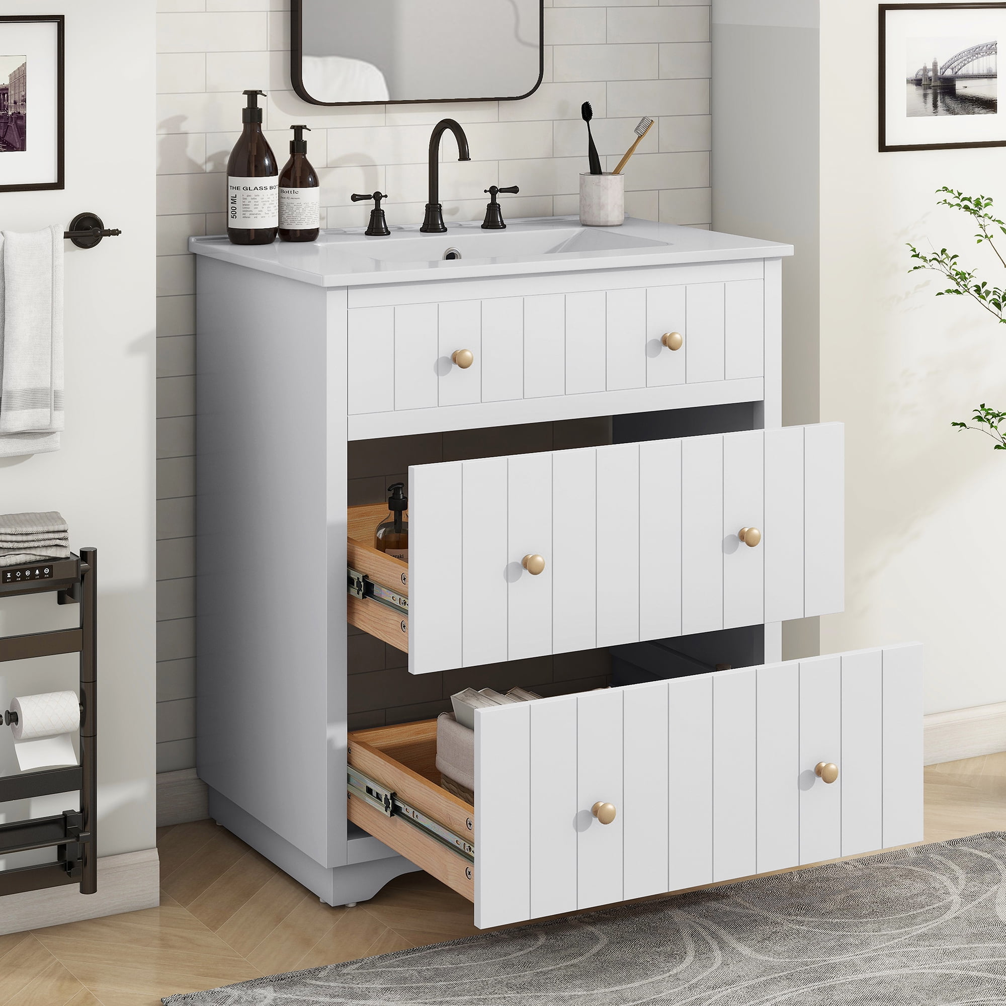 EUROCO 30" Bathroom Vanity with Sink，Bathroom Vanity with 2