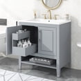 thumbnail image 1 of EUROCO 30" Bathroom Vanity with Sink, Multi-functional Bathroom Cabinet with Doors，shelf and Drawers, Solid Frame, Grey, 1 of 9