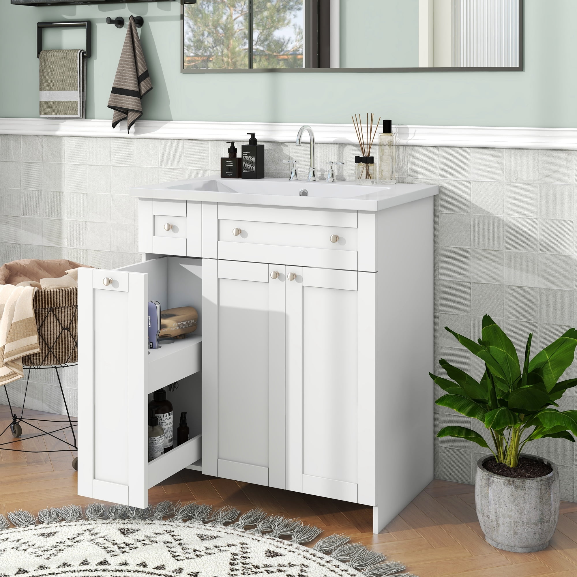 EUROCO 30 Bathroom vanity with Sink Top,Combo Cabinet Undermount