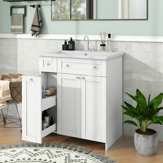 UBesGoo Under Sink Storage Bathroom Vanity with 2 Doors Traditional  Bathroom Cabinet Space Saver Organizer 23.6 x 11.4 x 23.6 (L x W x H)  White