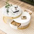 thumbnail image 1 of EUROCO 31.5" Round Nesting Coffee Table with 2 Drawers,Gold Metal Frame,White, 1 of 7