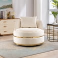 thumbnail image 1 of EUROCO 32.6" 360 Degree Swivel Accent Chair Velvet Upholstered Barrel Chair with Large Cushion and Stainless Base for Living Room, Bedroom, Office, Apartment, Beige, 1 of 8