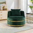thumbnail image 1 of Euroco Modern Velvet Solid Print Swivel Barrel, Green, 1 of 9