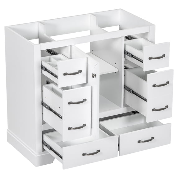 EUROCO 36" Bathroom Vanity Base Only,Bathroom Vanity Without Top Sink, Modern Freestanding Bathroom Storage Cabinet with 6 Drawers,Adjustable Shelf and Multi-Functional Drawer Divider,White