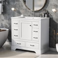 thumbnail image 1 of EUROCO 36" Bathroom Vanity with Sink Combo,Modern Freestanding Bathroom Storage Cabinet with 6 Drawers,Adjustable Shelf and Multi-Functional Drawer Divider,White, 1 of 8