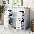 thumbnail image 1 of EUROCO 36" Bathroom Vanity with Sink Bathroom Vanity Cabinet with Multifunctional storage space, Solid Wood Frame, 5 Drawers and 1 Door, White, 1 of 8
