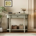 thumbnail image 1 of EUROCO 36" Retro Console Table with Drawer,Solid Wood Entryway Table Sofa Table with Open Storage Shelf and Corner-Curved Design for Entryway, Hallway and Living Room,Gray, 1 of 7