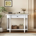 thumbnail image 1 of EUROCO 36" Retro Console Table with Drawer,Solid Wood Entryway Table Sofa Table with Open Storage Shelf and Corner-Curved Design for Entryway, Hallway and Living Room,White, 1 of 7