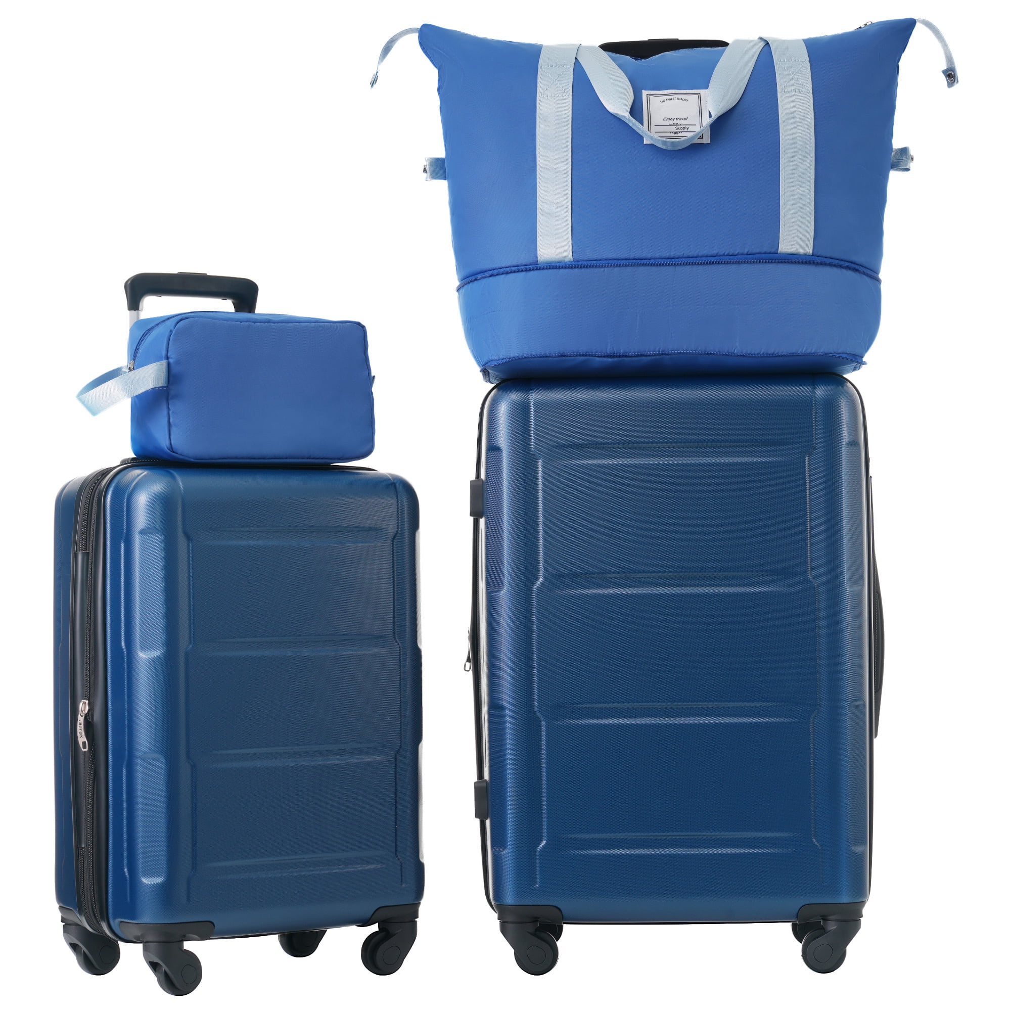 EUROCO 4-Piece Luggage Sets with Expandable Spinner Wheels,Hardside Carry On 20"& 24" Checked Luggage Set with TSA Lock and Scratch-Resistant Surface, Blue