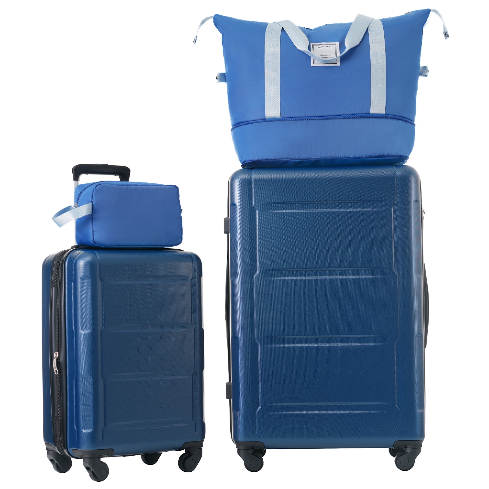 EUROCO 4-Piece Luggage Sets with Expandable Spinner Wheels,Hardside Carry On 20"& 28" Checked Luggage Set with TSA Lock and Scratch-Resistant Surface, Blue