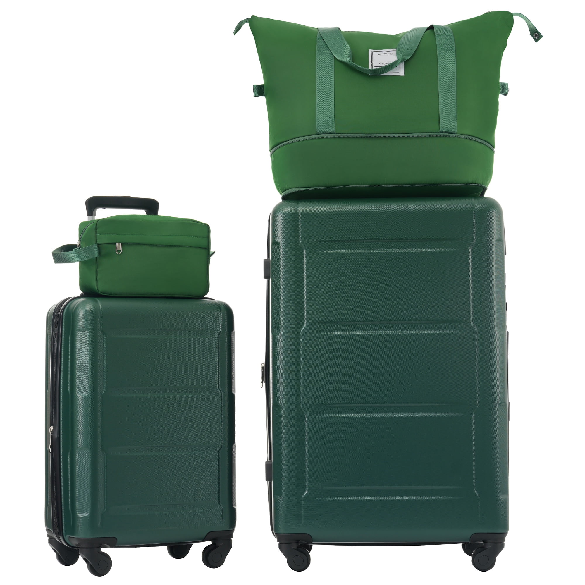 EUROCO 4-Piece Luggage Sets with Expandable Spinner Wheels,Hardside Carry On 20"& 28" Checked Luggage Set with TSA Lock and Scratch-Resistant Surface, Green