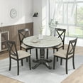 thumbnail image 1 of EUROCO 42" 5-Piece Round Dining Table Set,Kitchen Table Set with Solid Wood Table and 4 Upholstered Chairs for Dining Room,Gray, 1 of 8