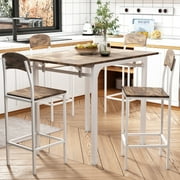 EUROCO 42 5-piece Counter Height Dining Table Set with Drop Leaf Table and 4 Chairs,Kitchen Furniture for Small Place,Breakfast Nook,Home Bar Use