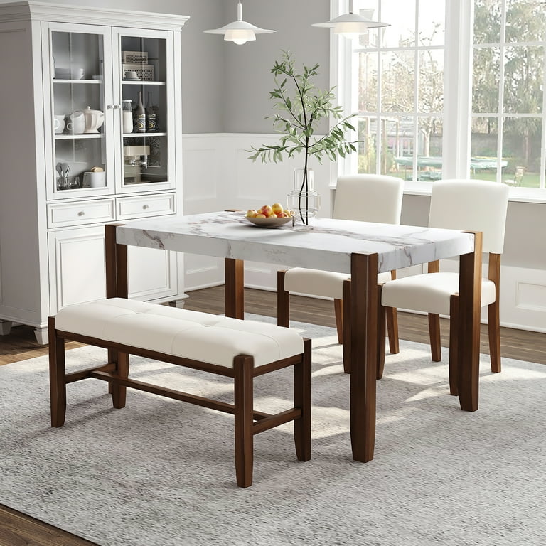 White 4 seater dining table and chairs discount
