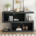 thumbnail image 1 of EUROCO 47.2" Long Console Table,Retro 3-Tier Sofa Table Entryway Table with Open Shelves,Narrow Wood Accent Table for Living Room/Hallway/Entrance/Foyer,Black, 1 of 8
