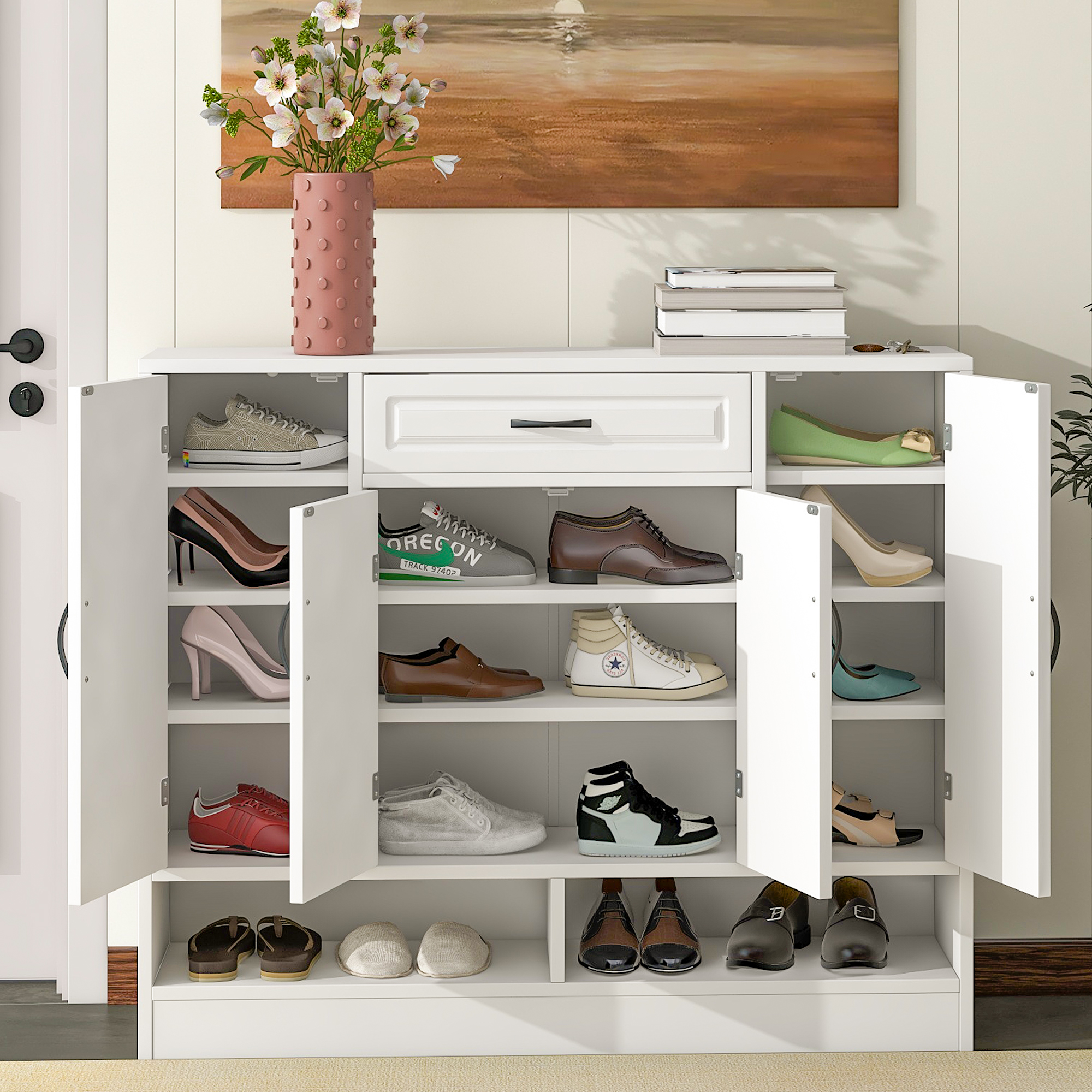 EUROCO Shoe Cabinet for Entryway ,Free Standing Shoe Storage