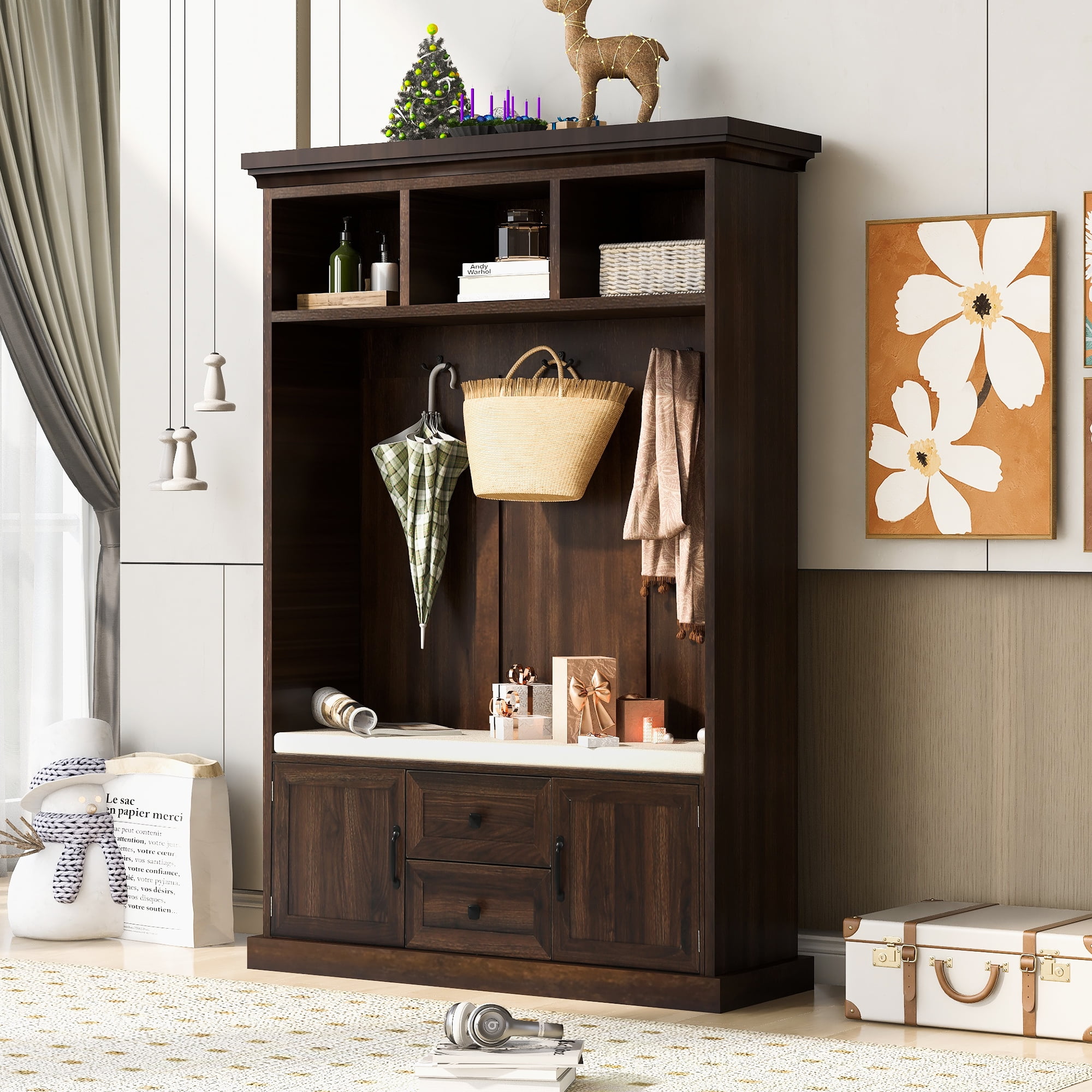 Hall tree with hooks hotsell