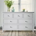thumbnail image 1 of EUROCO 48.42’’Longer Nightstand,Solid Wood Dresser with 7 Drawers,Large Capacity Wood Cabinet,Modern Dresser Stand Cabinet for Bedroom Living Room Hallway,White, 1 of 6