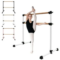 EUROCO 4FT Double Benchwood Ballet Barre, Freestanding and Adjustable Dance Barre