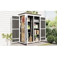 thumbnail image 1 of EUROCO 5.5' Wood Outdoor Storage Shed, Garden Tool Cabinet with Waterproof Asphalt Roof, 4 Lockable Doors, Multiple-tier Shelves for Patio Furniture, Gray, 1 of 8