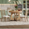 thumbnail image 1 of EUROCO 5 Piece Dining Table Set for 4,Extendable Dining Table with 4 Chairs and 16" Removable Middle Leaf, 58" Retro Kitchen Table Set for Kitchen Dining Room,Perfect for Small Space, Natural, 1 of 8