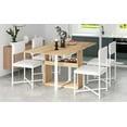 thumbnail image 1 of Euroco 5-Piece Extendable Dining Table Set for 4, Modern Compact 63" Foldable Square Kitchen Table Set with Storage Rack and 4 Upholstered Chairs for Small Places,White, 1 of 8