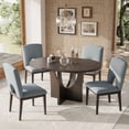 thumbnail image 1 of EUROCO 5-Piece Extendable Round Dining Table Set for 4, 57.1" Kitchen Table Set with 4 Upholstered Chairs and Removable Leaf for Saving Space,Espresso, 1 of 8