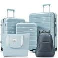 thumbnail image 1 of EUROCO 5 Piece Luggage Sets,ABS Hardside Carry On Suitcase with TSA Lock, Side hooks,4 360° Spinner Wheels,Expandable Duffel Bag & Foldable Backpack,20"/24"/28",Blue, 1 of 8
